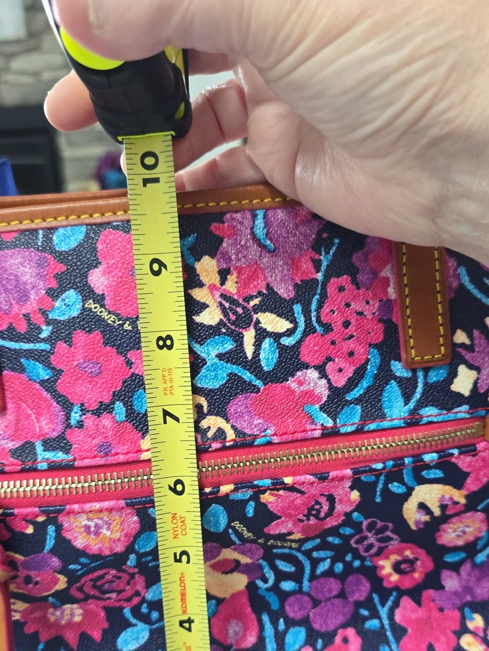 Dooney & Bourke Navy Floral Tote with Pink, Blue & Purple
